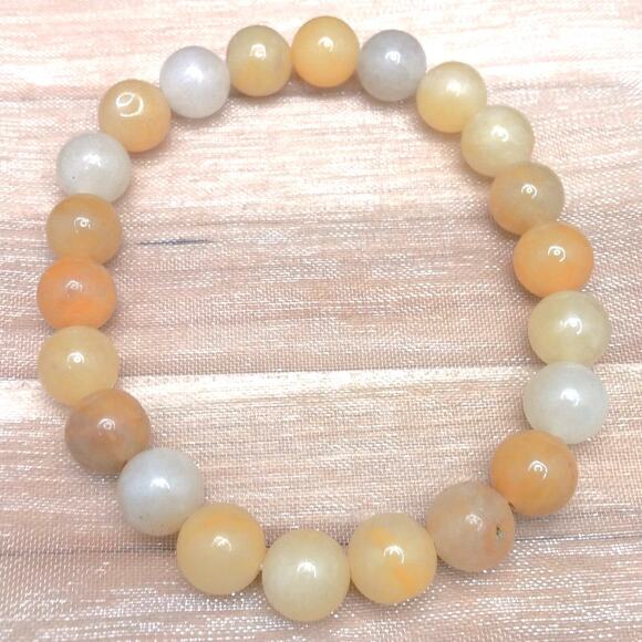 Gemstone Bracelet Yellow Topaz Jade 8mm Beaded Handmade Stretch Natural NEW - Picture 9 of 13